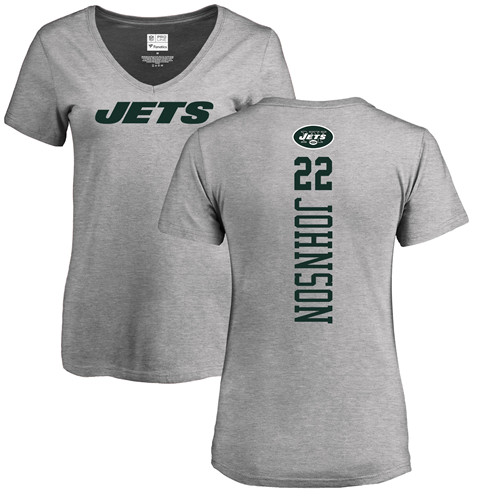 New York Jets Ash Women Trumaine Johnson Backer NFL Football #22 T Shirt->women nfl jersey->Women Jersey